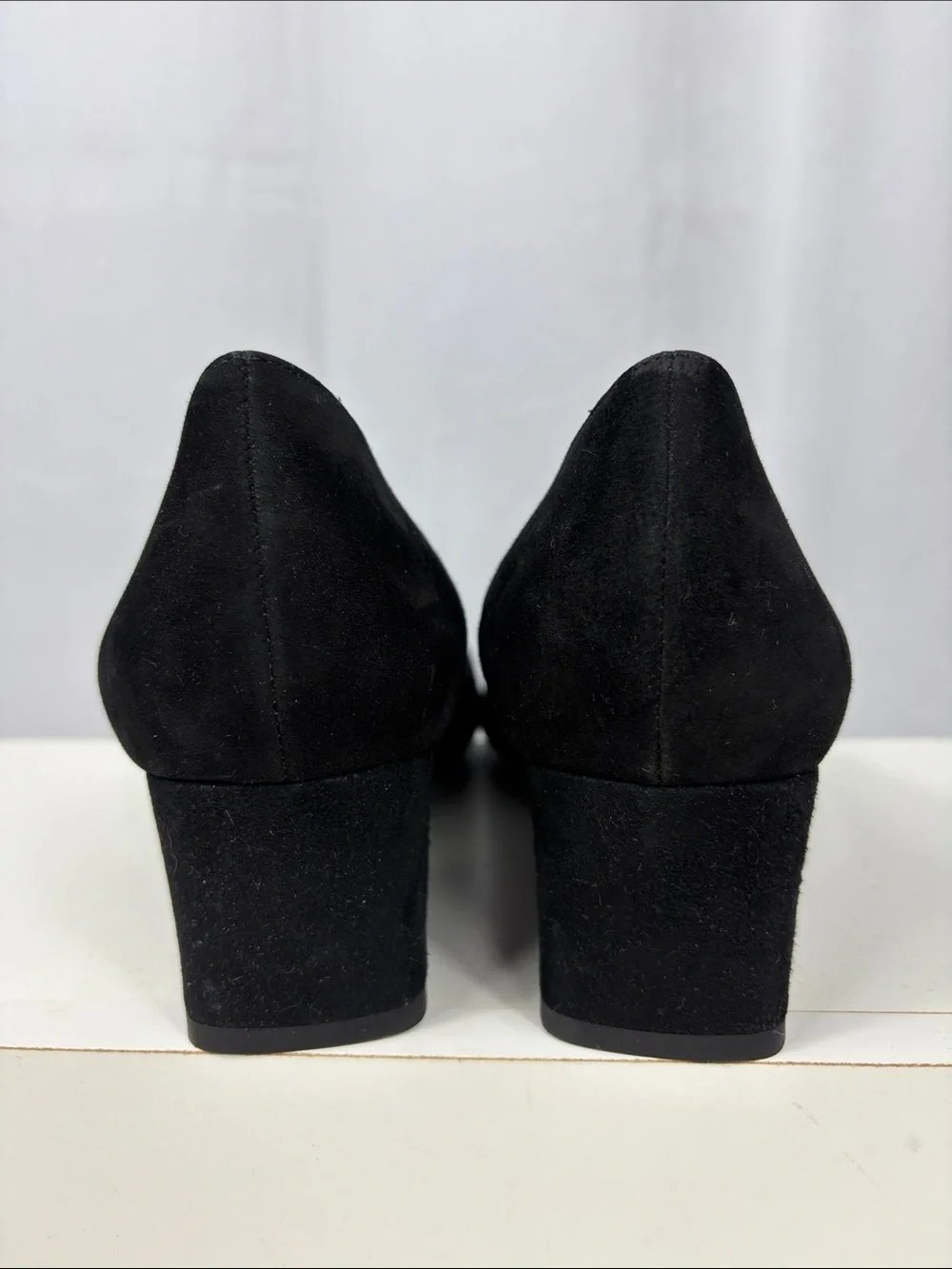 Aquatalia Pasha Suede‎ Block Heel in Black.
